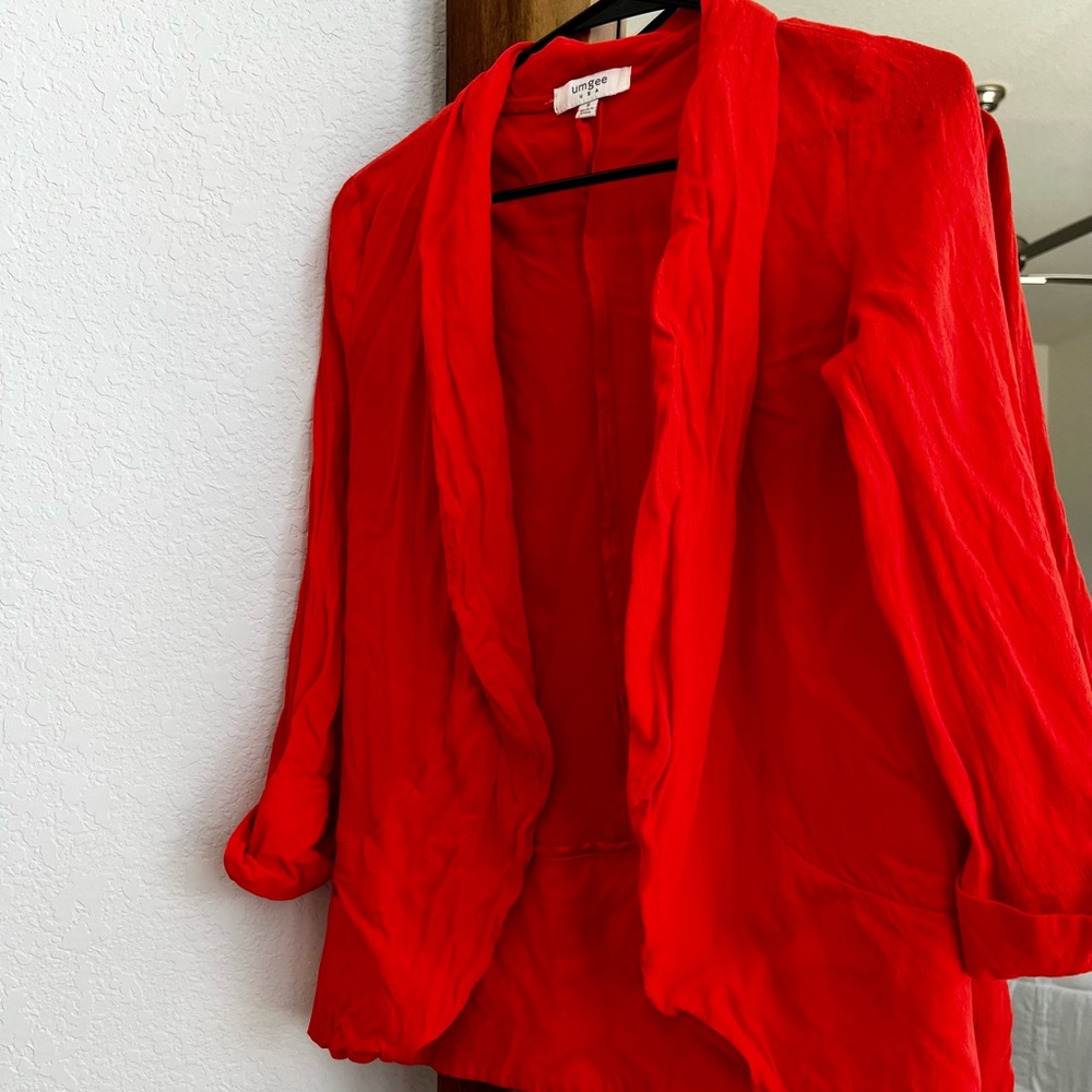Bright Red/Orange Open Blazer